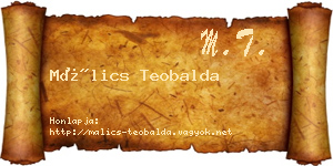 Málics Teobalda névjegykártya